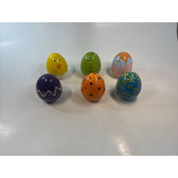 Easter Eggs Set of 6 Ceramic Decorative Spring Holiday Home DecorPainted - Picture 1 of 8